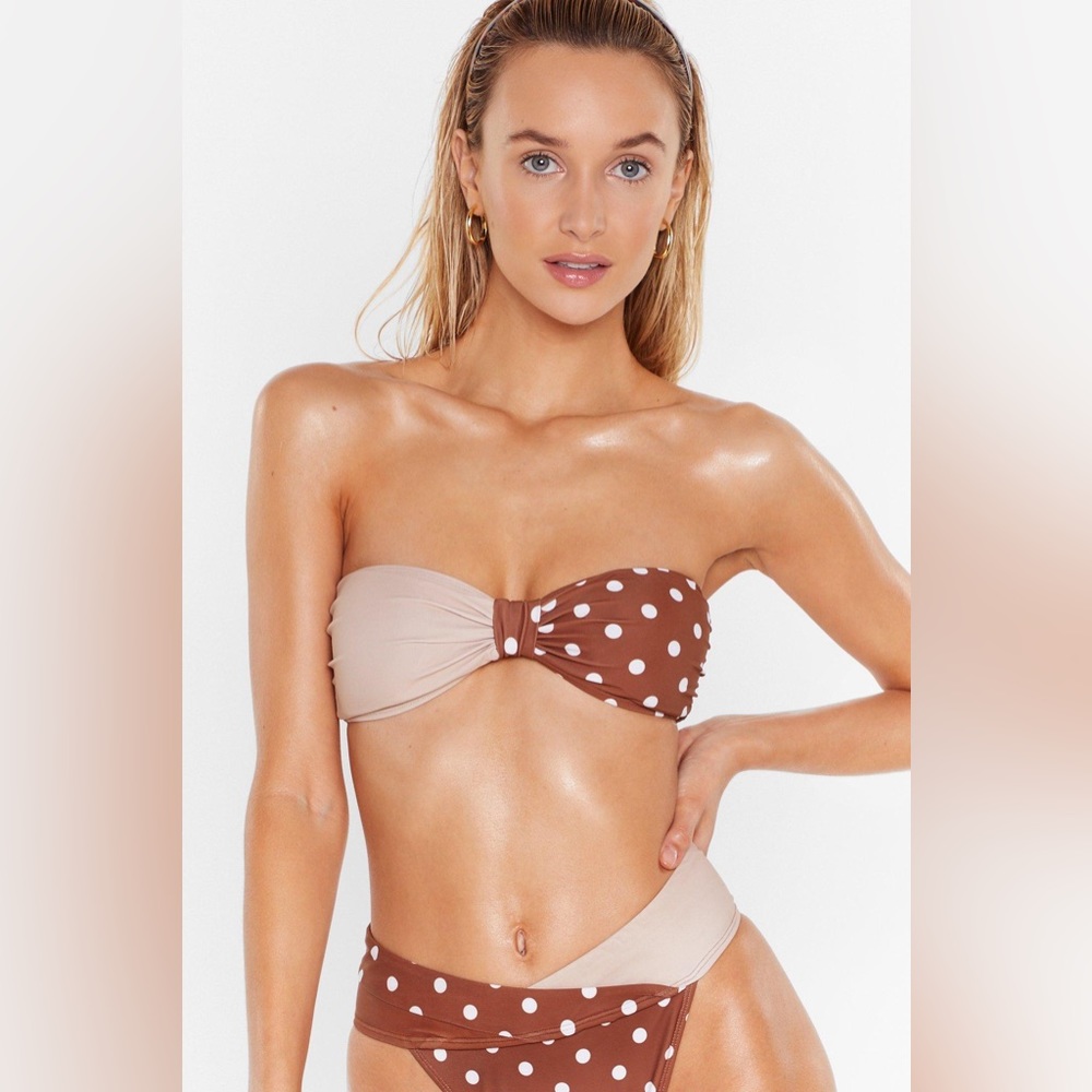 Nasty Gal Grab Your Colorblock Polka Dot Bikini Bottom View 4